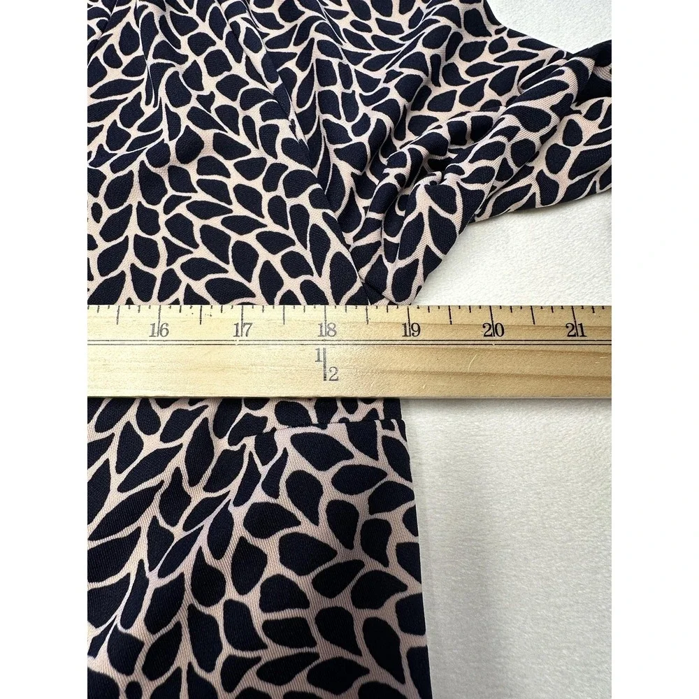 Ann Taylor Duster Womens 8 Blue Leaf Print Wrap Belted‎ 3/4 Sleeve Jersey